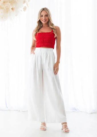LINEN RELAXED PLEATED PANTS